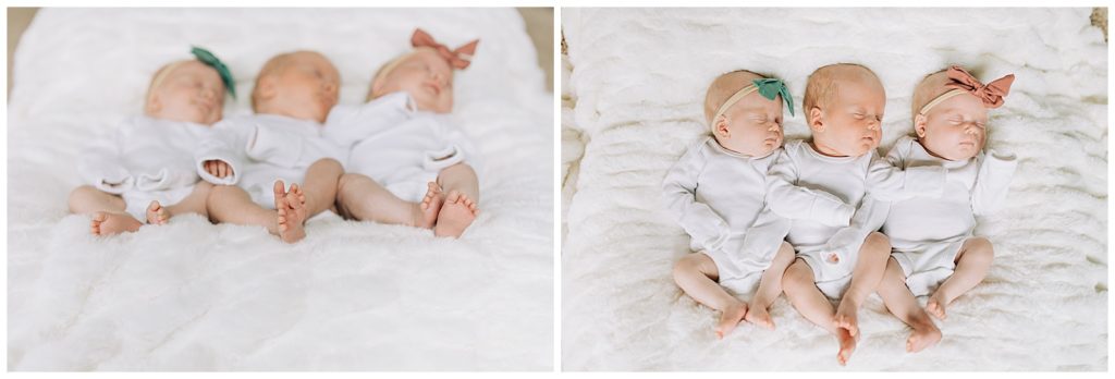 triplet in-home newborn session